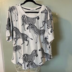 Jane and Delancey Zebra Patterned Short Sleeve Tee